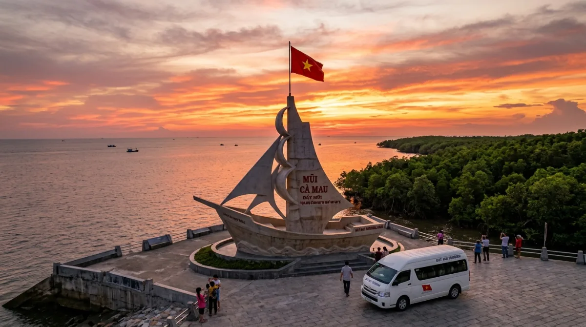 Thuê Xe Đi Cà Mau Giá Rẻ Chinh Phục Cột Mốc Tọa Độ Đất Mũi